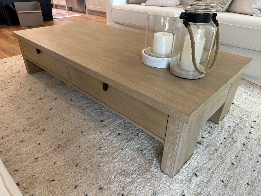 Pottery Barn Coffee Table with Drawers 64'W X 30'D X 15'H [Photo 3]