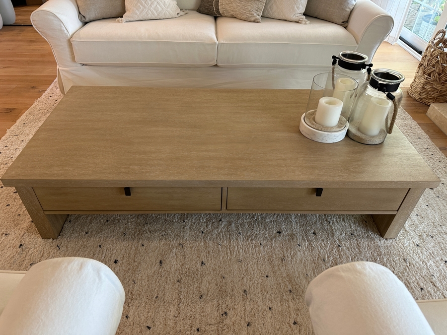 Pottery Barn Coffee Table with Drawers 64'W X 30'D X 15'H [Photo 1]