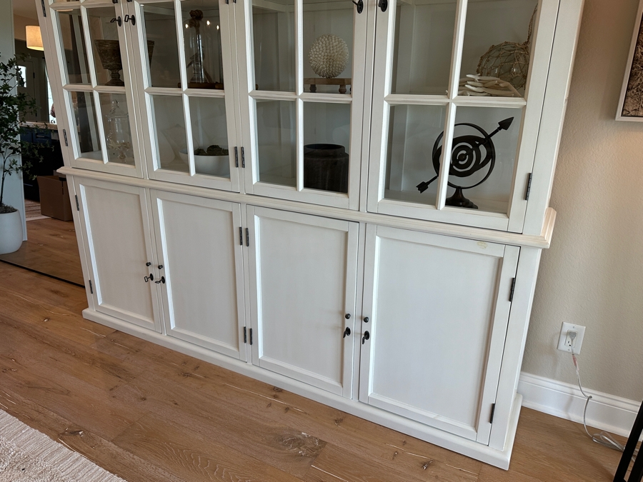 Restoration Hardware White Wooden Two Piece Display Cabinet China Cabinet Sideboard With Hutch 86'W X 16'D X 90'H [Photo 4]