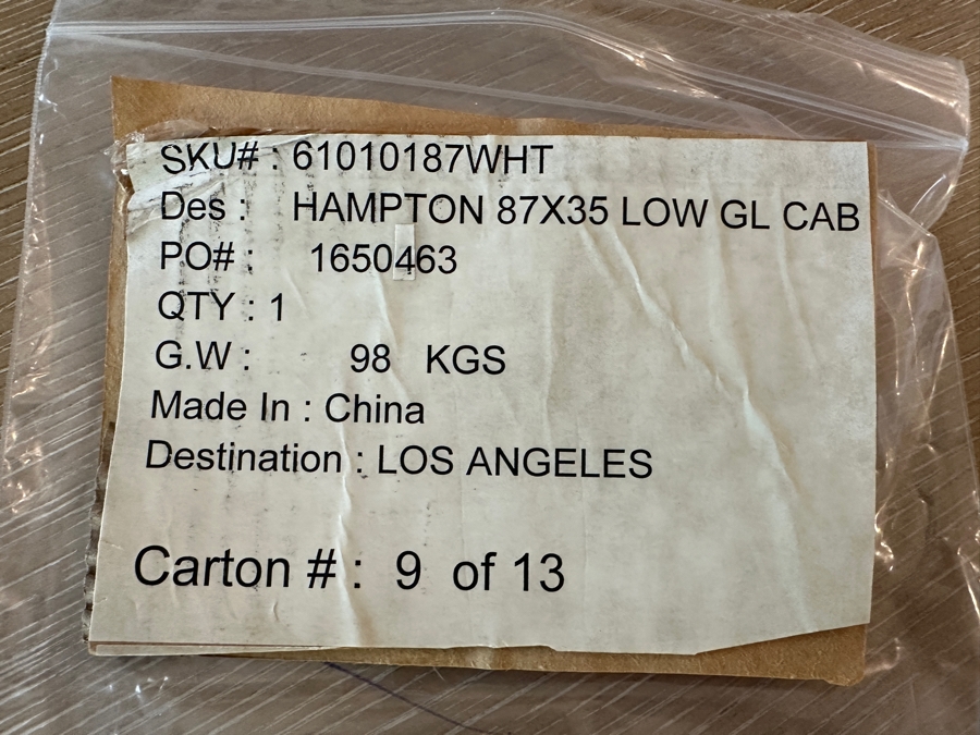 Restoration Hardware White Wooden Two Piece Display Cabinet China Cabinet Sideboard With Hutch 86'W X 16'D X 90'H [Photo 8]