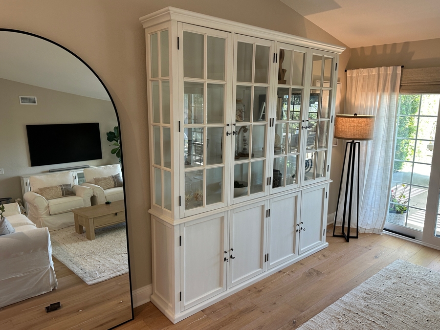 Restoration Hardware White Wooden Two Piece Display Cabinet China Cabinet Sideboard With Hutch 86'W X 16'D X 90'H [Photo 3]