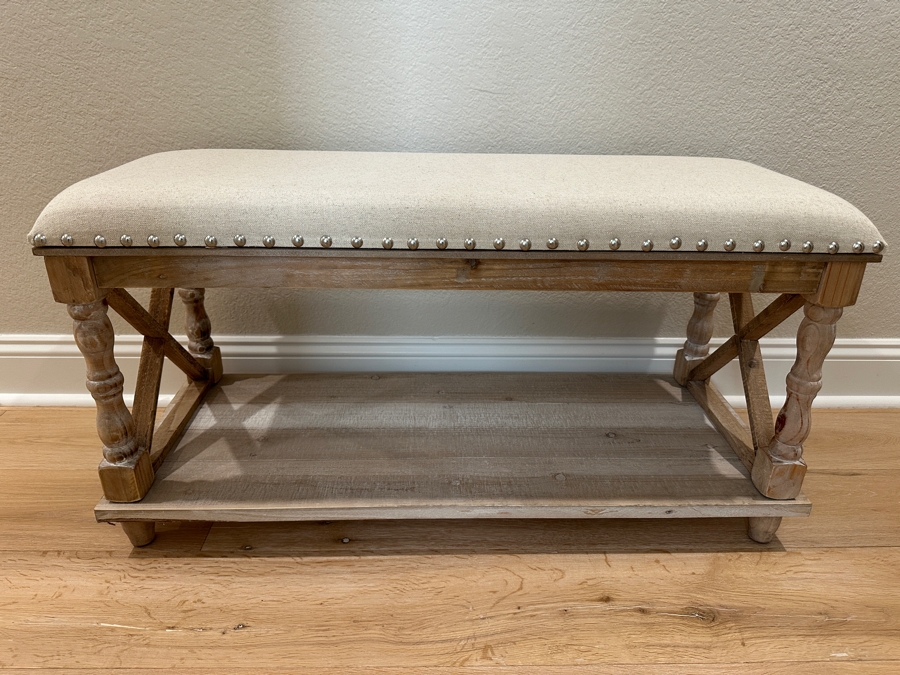 Upholstered Wooden Bench 38W X 15D X 20H [Photo 2]