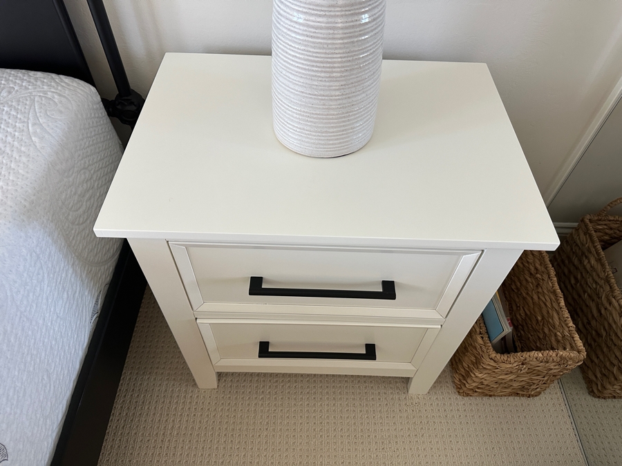 Pair Of White Contemporary Two Drawer Nightstands With USB Ports 24'W X 17'D X 26'H [Photo 5]