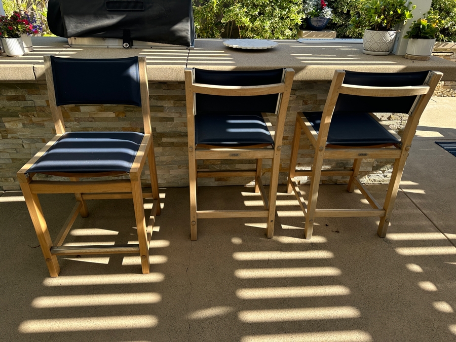 (3) HiTeak Outdoor Premier Teak Furniture Barstools 26' Seat Height Retails $1,695