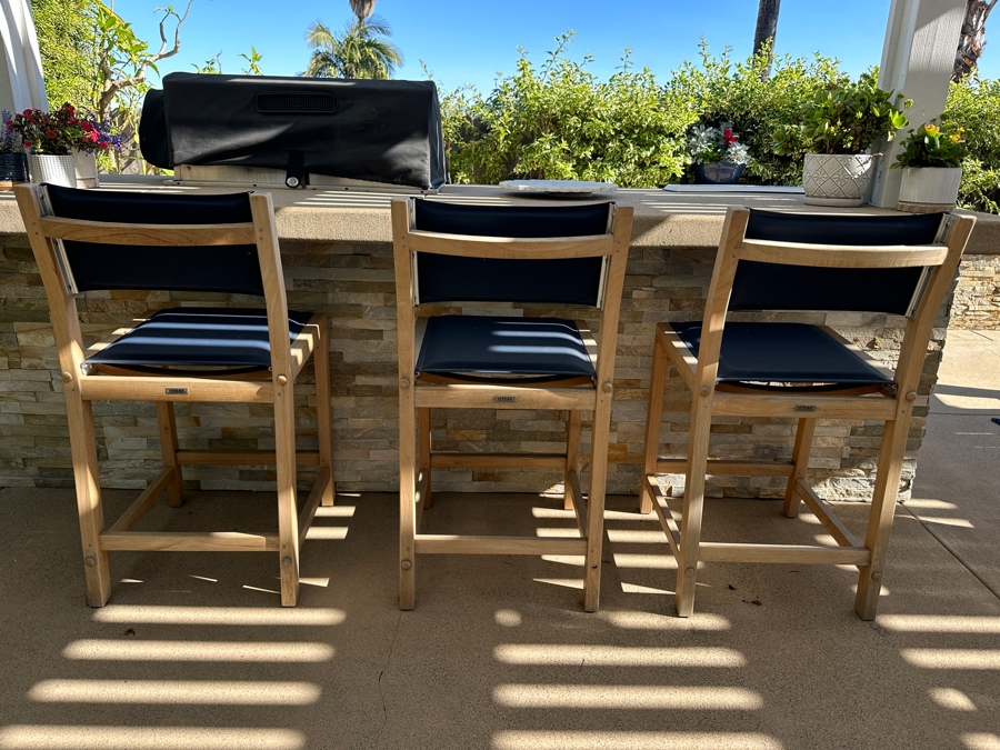 (3) HiTeak Outdoor Premier Teak Furniture Barstools 26' Seat Height Retails $1,695 [Photo 5]