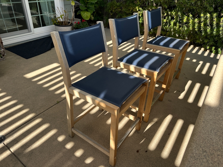 (3) HiTeak Outdoor Premier Teak Furniture Barstools 26' Seat Height Retails $1,695 [Photo 2]