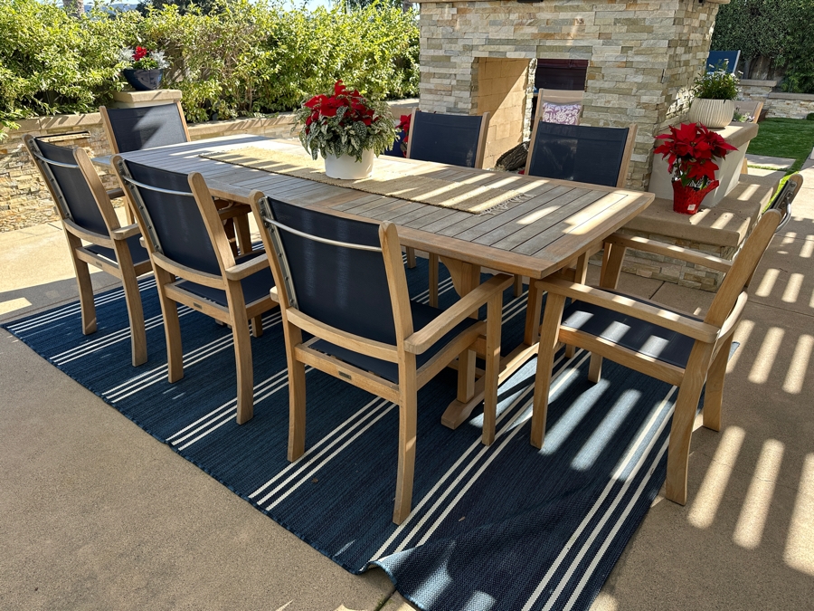 HiTeak Outdoor Premier Teak Furniture Dining Table 39.5'W X 101'L X 29.5'H With (8) HiTeak Outdoor Teak Armchairs Retails $5,500+ [Photo 5]