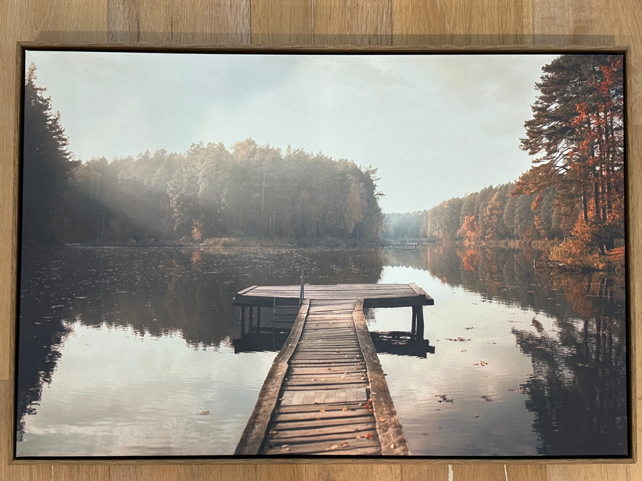 Framed Canvas Lakefront Dock Print 30.5 X 21