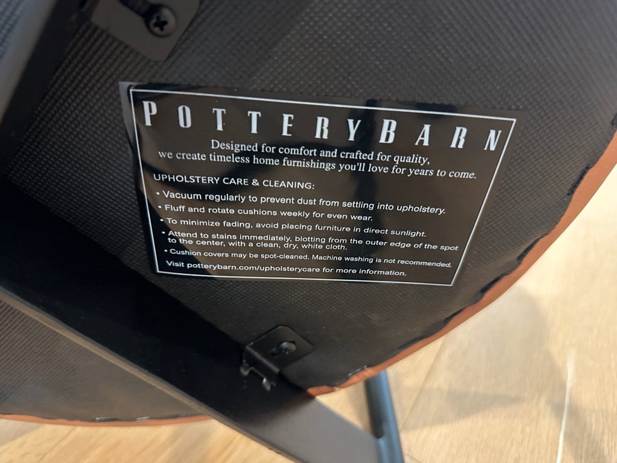 Set of (3) Pottery Barn Maison Leather Counter Stool (24') - Vintage Caramel Leather and Antique Bronze Finish Retail $1677 ($559 Per Stool) [Photo 11]