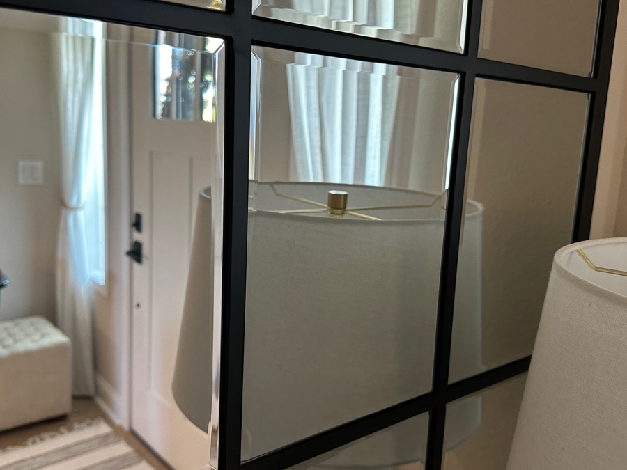 Window Pane Inspired Arched Framed Black Wall Mirror 36' x 48'  [Photo 4]