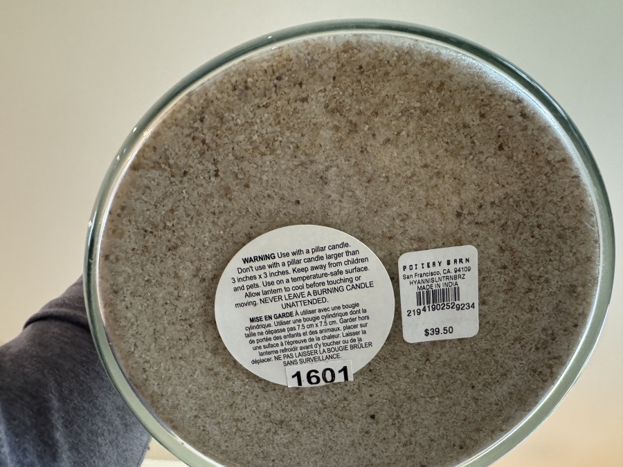 Set of (2) Pottery Barn Lanterns and (1) Marble-Based Lantern 12' and 9.25' [Photo 5]