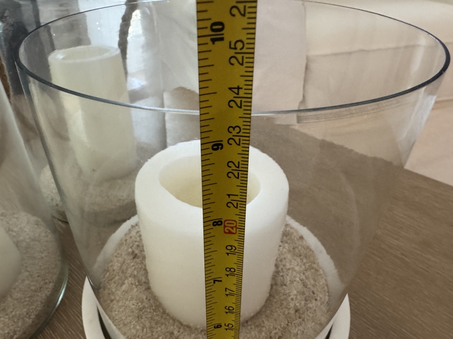 Set of (2) Pottery Barn Lanterns and (1) Marble-Based Lantern 12' and 9.25' [Photo 3]