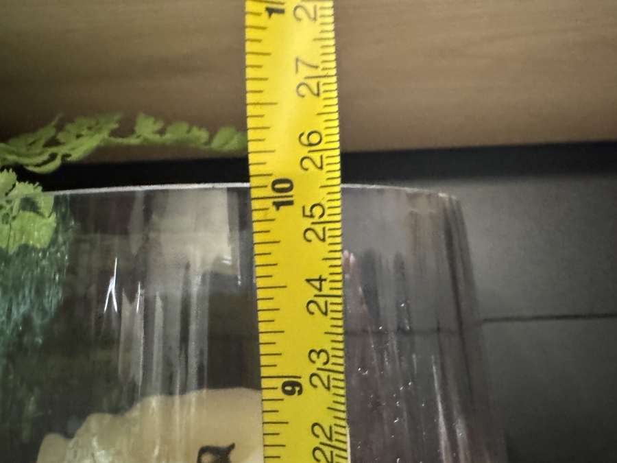 Set of Ribbed Glass Hurricane Candle Holders with Gold Rims and Faux Decorative Plant 10'H, 5'H and 6H [Photo 9]