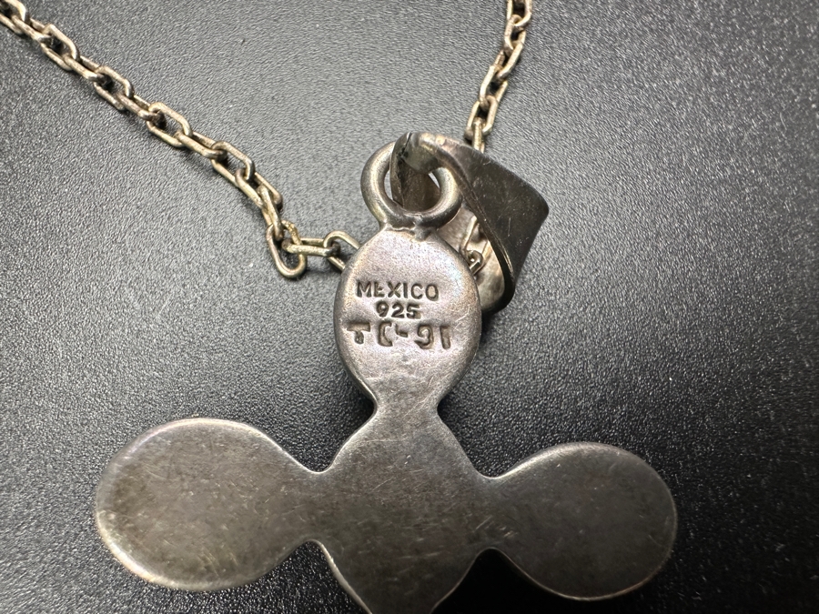 Just Added - Sterling Silver Turquoise Mexican Cross Pendant With 21' Sterling Silver Chain Necklace 17.8g [Photo 8]