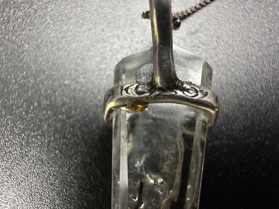 Just Added - Sterling Silver Crystal Pendant With 25' Sterling Silver Chain Necklace 6.7g [Photo 6]