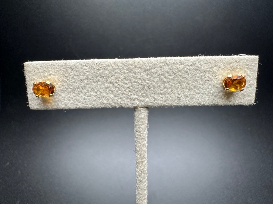 Just Added - 14k Gold Citrine 6x4mm Earrings .61g Retails $200 [Photo 2]