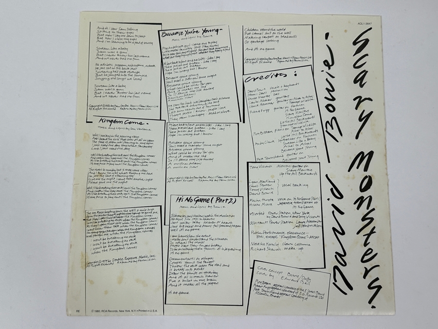 David Bowie - Scary Monsters RCA Records [ACL1-3647], 1980 Vinyl Record [Photo 7]