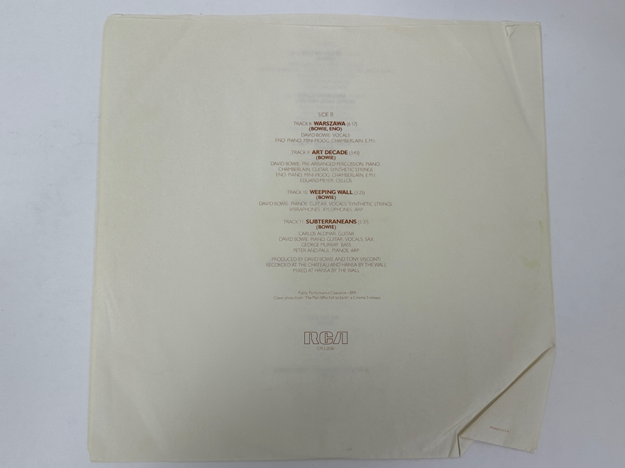 David Bowie - Low. Bowie's Iconic Profile With Blonde Hair RCA CPL1-2030 1977 Vinyl Record [Photo 6]