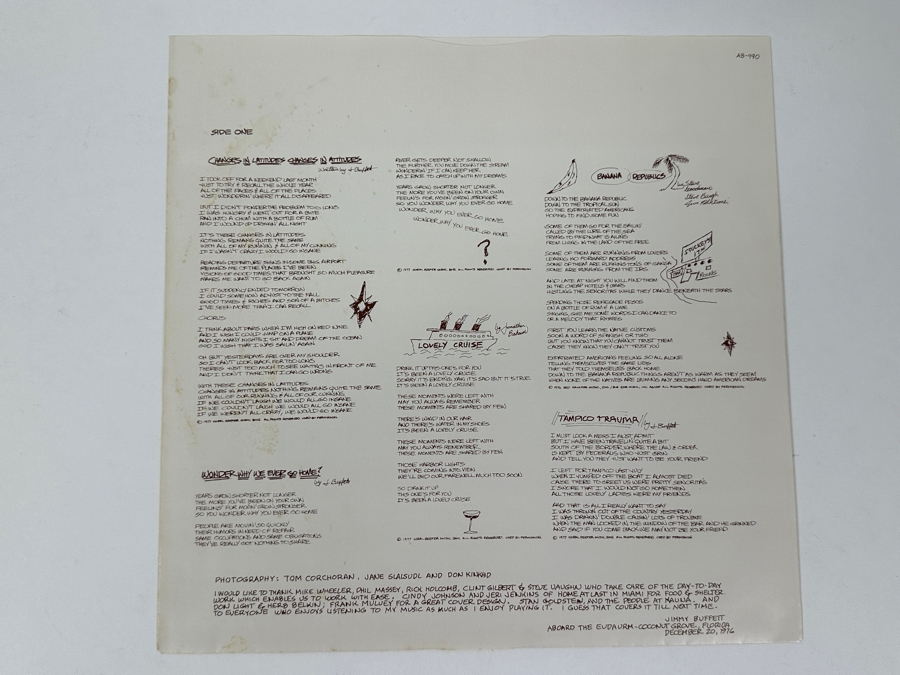 Jimmy Buffett - Changes In Latitudes - Changes In Attitudes ABC Records AB-990 1977 Vinyl Record [Photo 6]