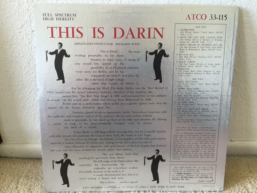 Bobby Darin ‎- This Is Darin - Atco Records ‎- 33-115 [Photo 2]