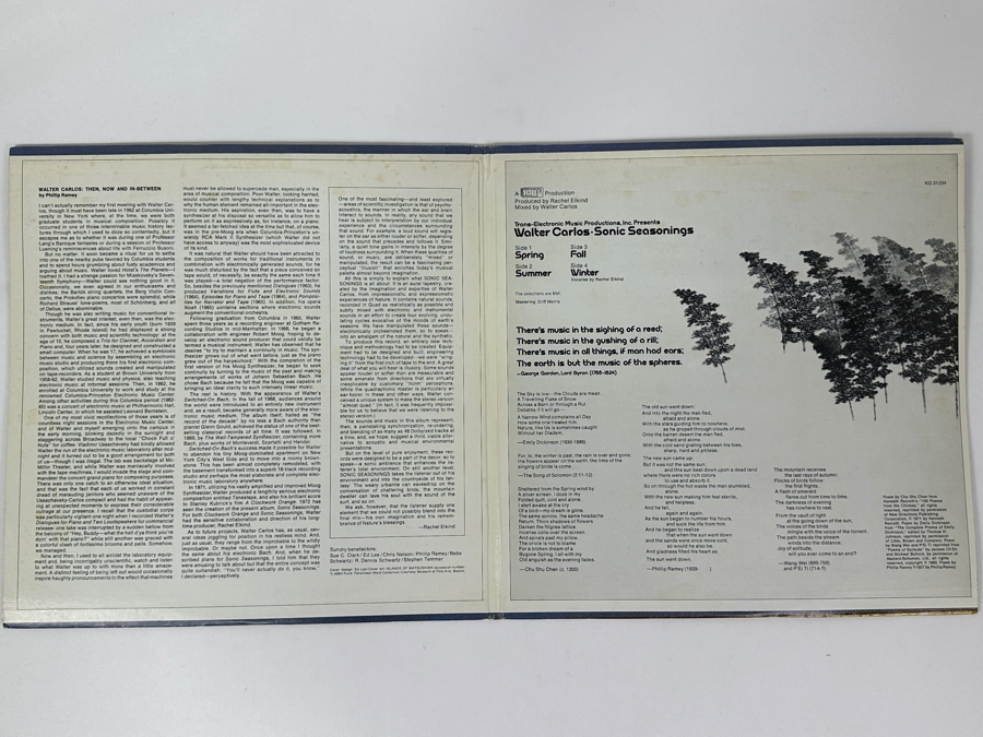 Walter Carlos - Sonic Seasonings, Trans-Electronic Music Productions, Inc., PG 31234, 1972 Vinyl Record [Photo 3]
