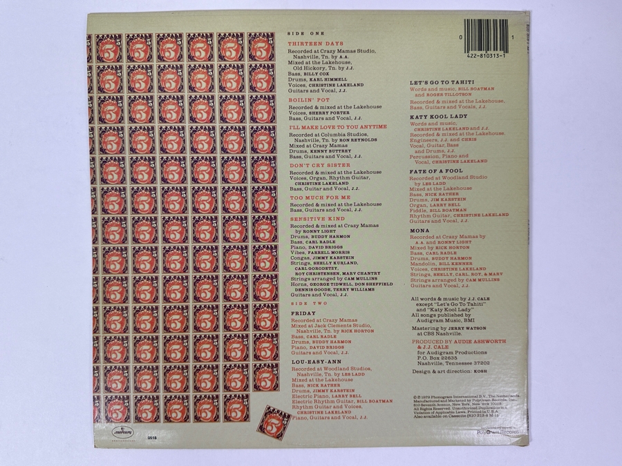 J.J. Cale - 5 - Shelter Records, Inc., A Subsidiary Of MCA Records SRL-52000 1979 Vinyl Record [Photo 2]