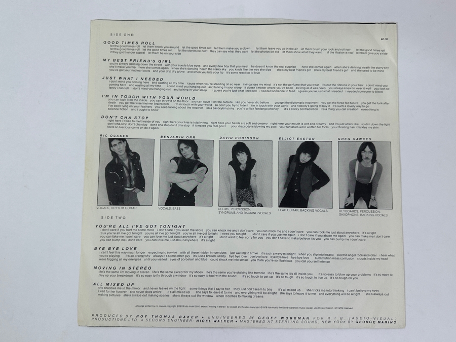 The Cars - The Cars Elektra Records 6E-135 1978 Vinyl Record [Photo 5]