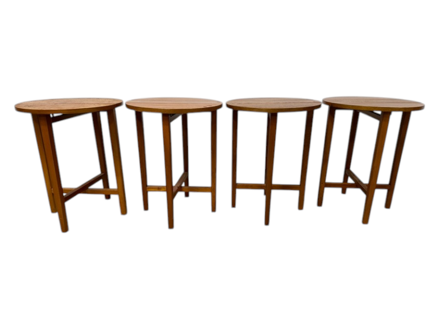 Just Added - (4) Drop-leaf Round Wooden Side Tables 15W X 19H