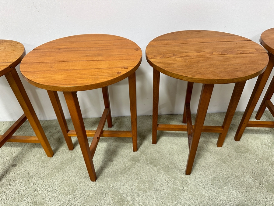 Just Added - (4) Drop-leaf Round Wooden Side Tables 15W X 19H [Photo 5]