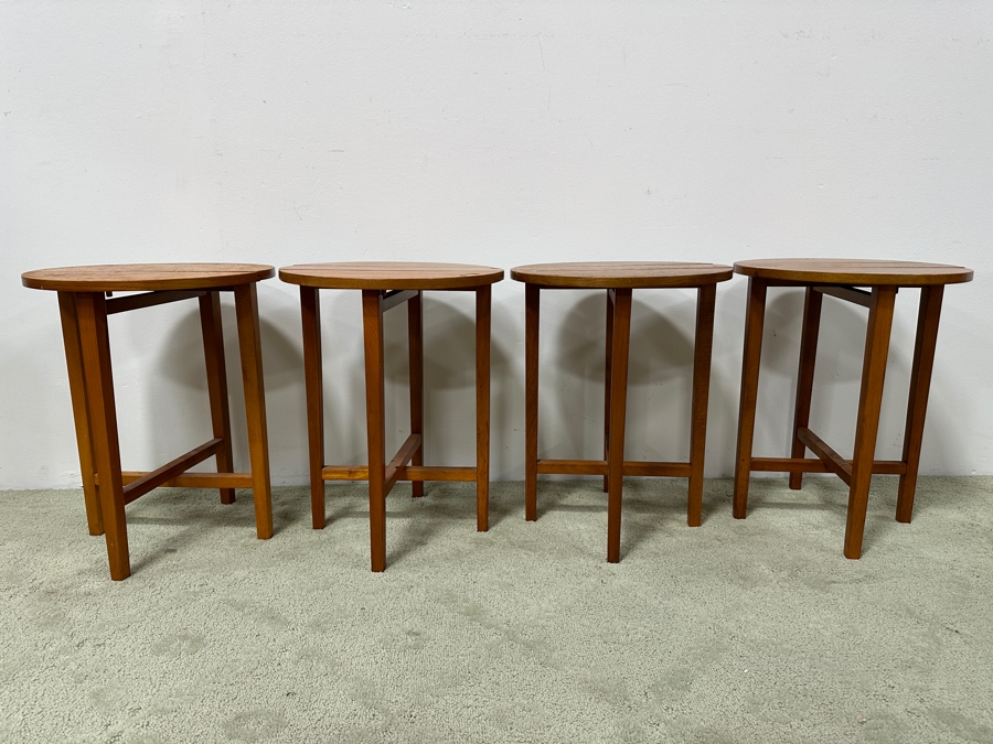 Just Added - (4) Drop-leaf Round Wooden Side Tables 15W X 19H [Photo 3]