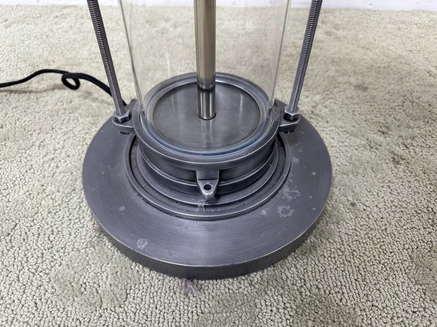 Just Added - Pair Of Restoration Hardware Flatiron Steel And Glass Floor Lamps 75'H [Photo 5]