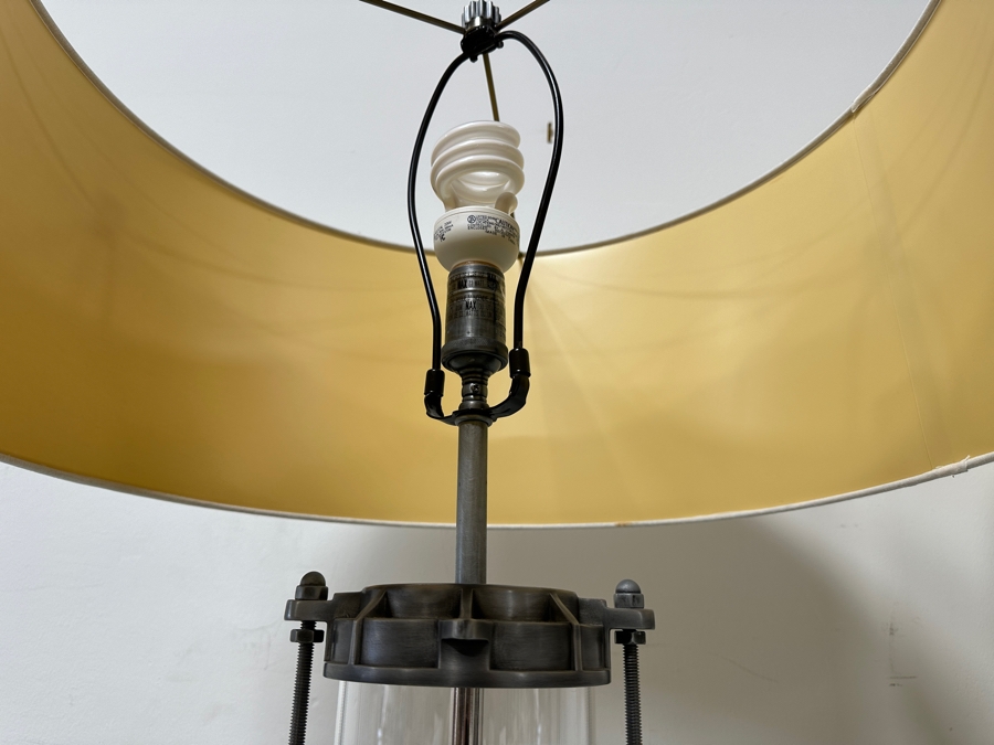 Just Added - Pair Of Restoration Hardware Flatiron Steel And Glass Floor Lamps 75'H [Photo 4]