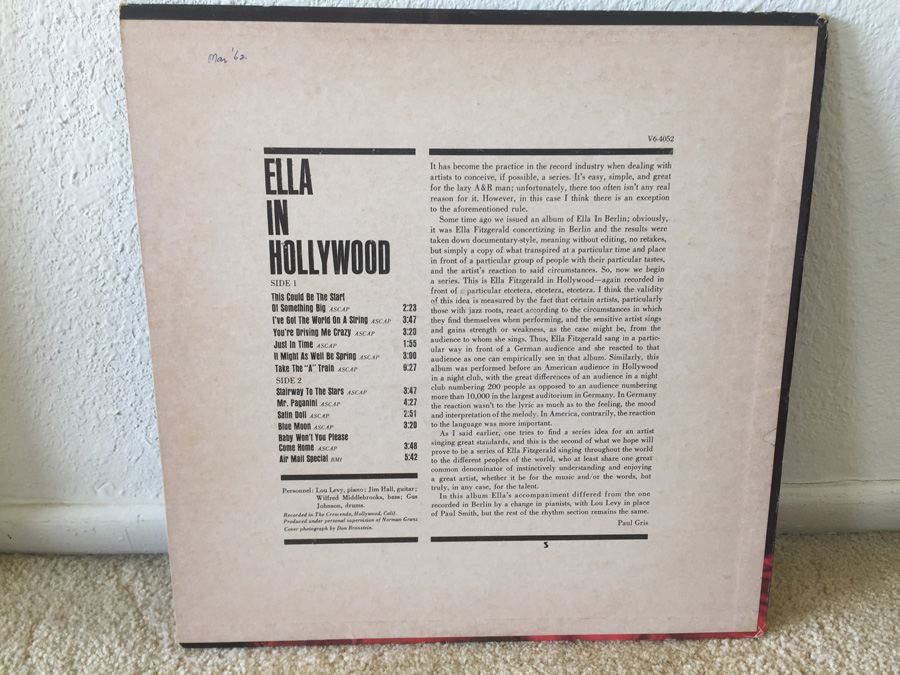 Ella Fitzgerald ‎- Ella In Hollywood - Verve Records ‎- V6-4052 [Photo 2]