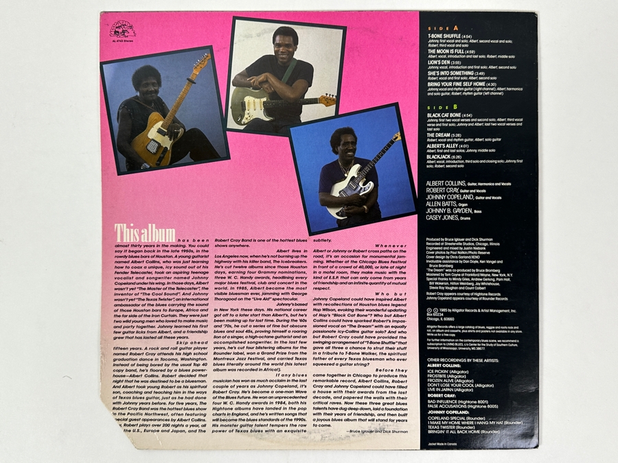 Albert Collins, Robert Cray, Johnny Copeland - Showdown! Alligator Records AL 4743 1985 Vinyl Record [Photo 2]