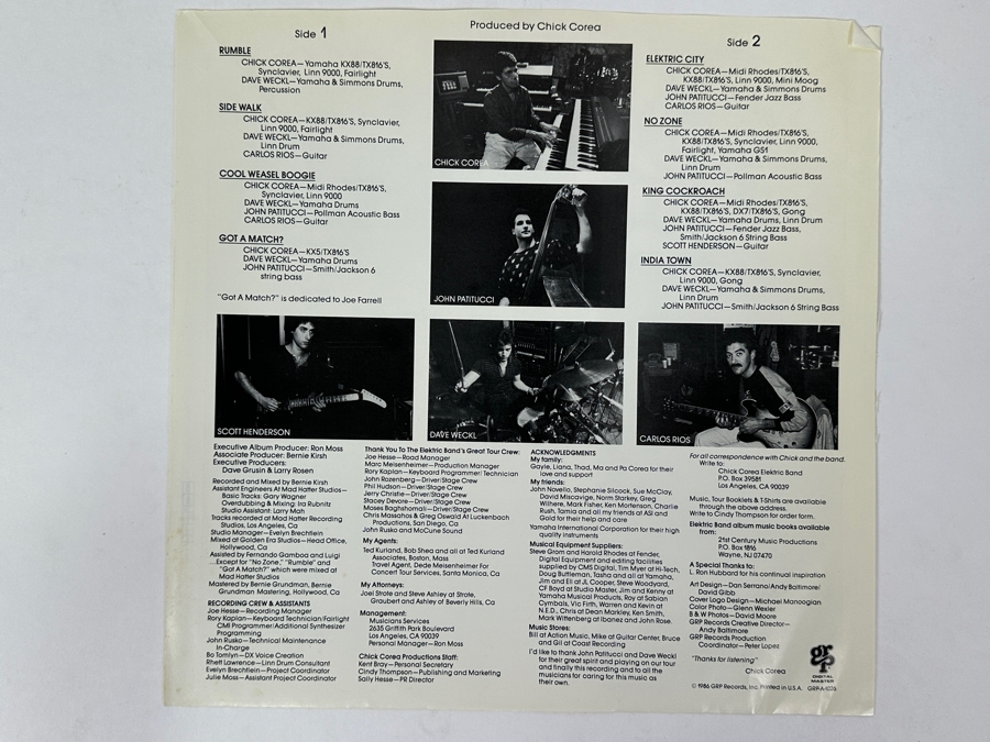 The Chick Corea Electric Band - The Chick Corea Electric Band Album, GRP Records Vinyl Record [Photo 6]