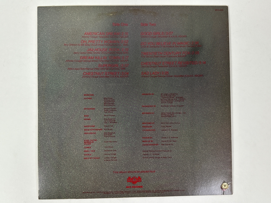 Johnny Cougar - Chestnut Street Incident - MCA Records MCA-2225 1976 Vinyl Record [Photo 2]