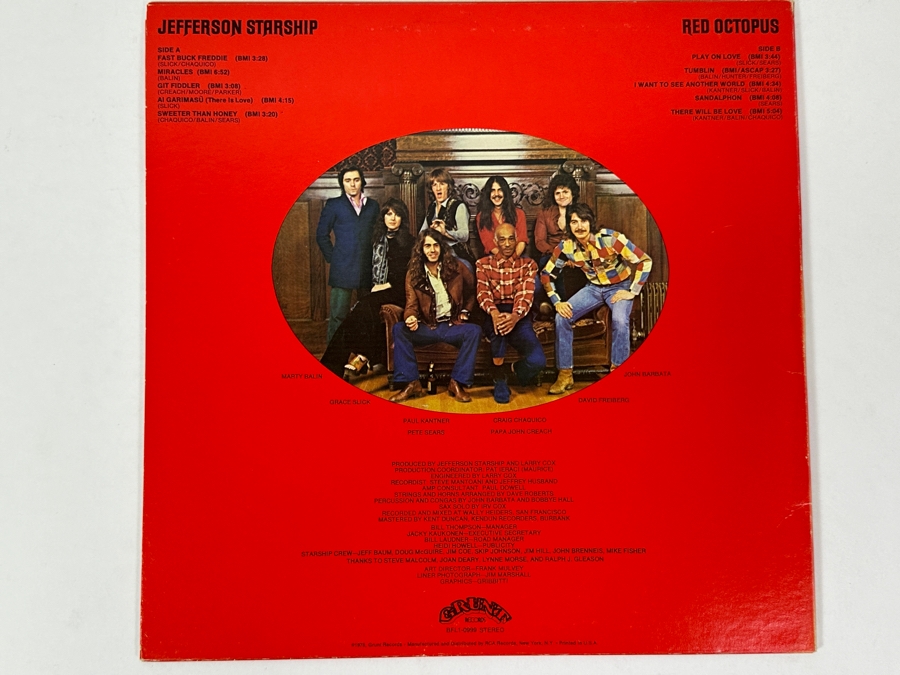 Jefferson Starship - Red Octopus, Grunt (Distributed By RCA Records) BFL1-0999, 1975 Vinyl Record [Photo 3]