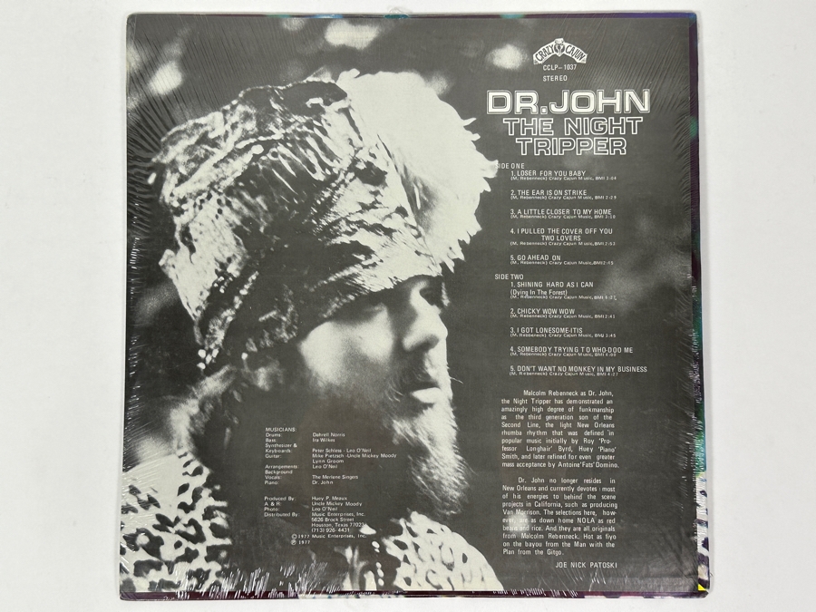 Factory Sealed Dr. John - The Night Tripper, A Classic Album From Crazy Cajun Label, Catalog Number CCLP-1037, Originally Released In 1979 Collectible Vinyl Record [Photo 2]