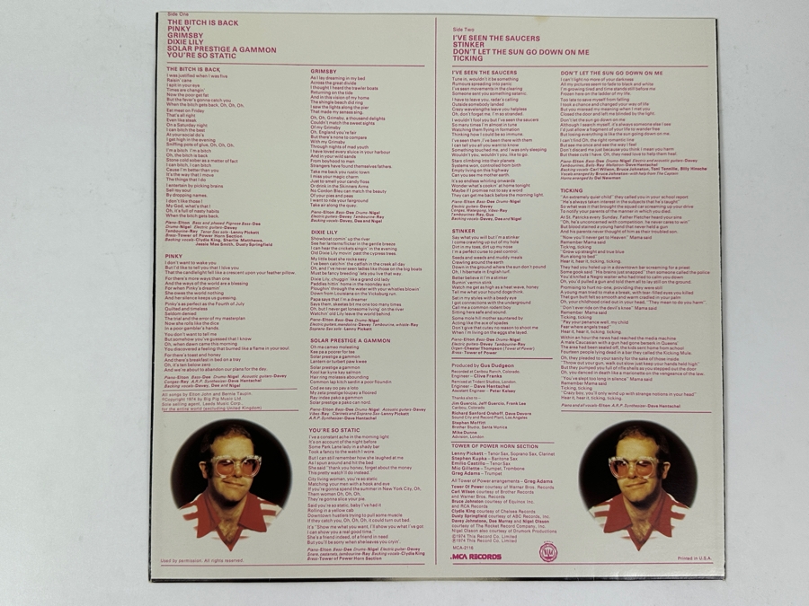 Elton John - Caribou - MCA Records MCA-2116 1974 Vinyl Record [Photo 6]