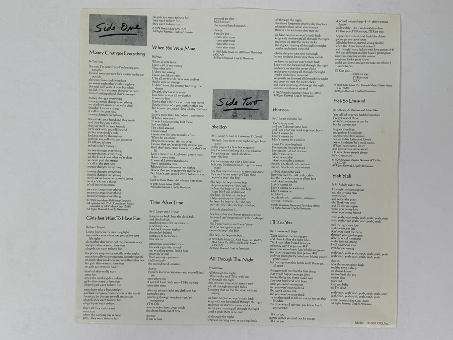 Cyndi Lauper - She's So Unusual, Portrait, BFR 38930, 1983 Vinyl Record [Photo 6]