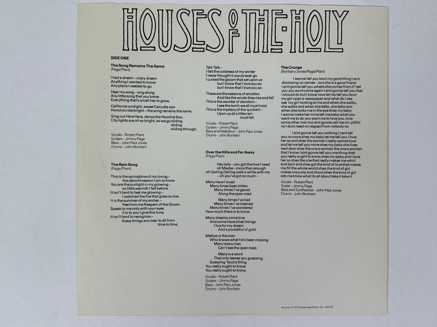 Led Zeppelin - Houses Of The Holy Atlantic SD 7255 1973 Vinyl Record [Photo 6]