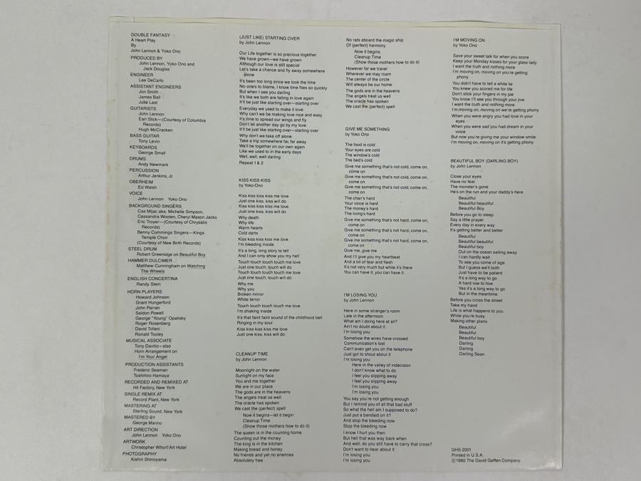 John Lennon & Yoko Ono - Double Fantasy, Geffen Records, Catalog Number GHS 2001, Released 1980 Vinyl Record [Photo 6]