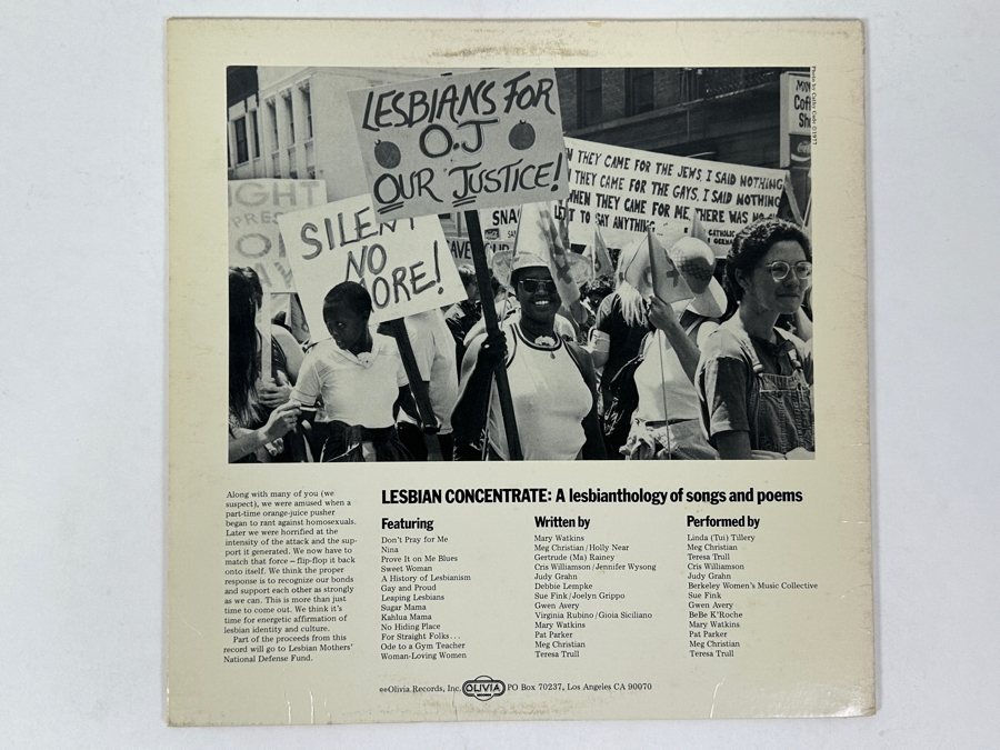 Lesbian Concentrate - A Lesbianthology Of Songs And Poems Olivia Records LF915 1977 Vinyl Record [Photo 2]