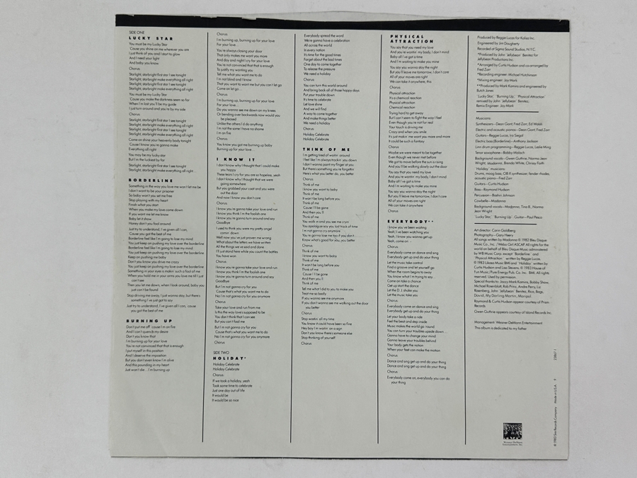 Madonna - Madonna Sire Records, 1-23867, 1983 Vinyl Record [Photo 6]