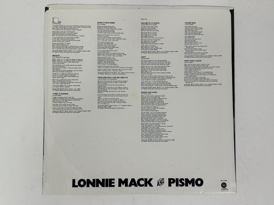 Lonnie Mack And Pismo - The Classic Album Lonnie Mack And Pismo, Capitol ST-11703 1977 Vinyl Record [Photo 6]