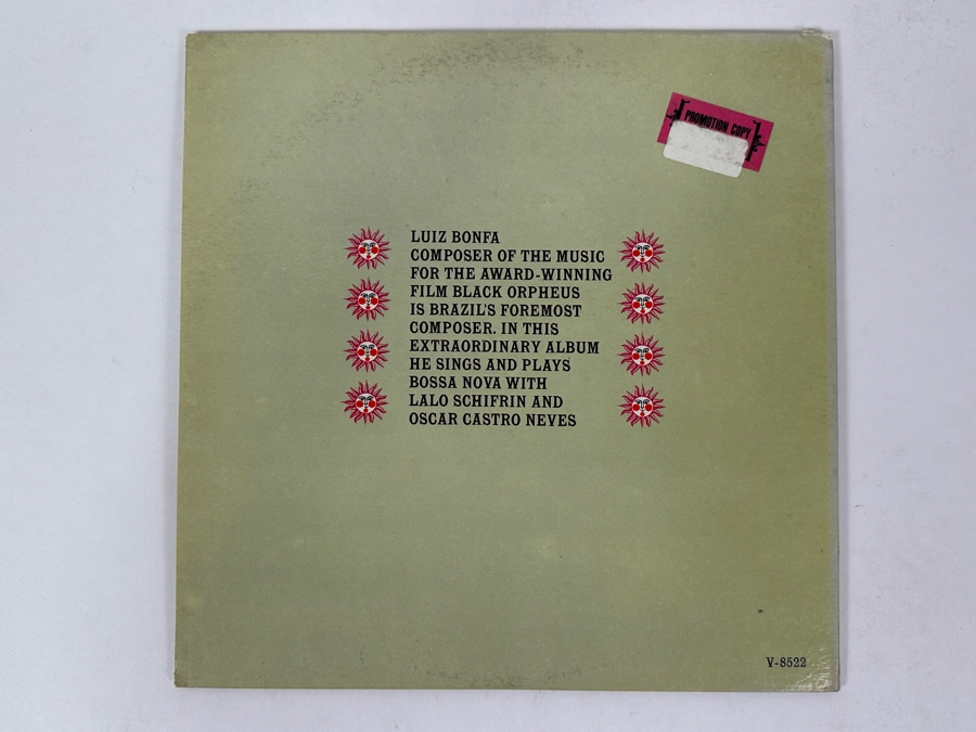 Luiz Bonfa - Bossa Nova (Composer Of Black Orpheus Plays And Sings With Lalo Schifrin & Oscar Castro Neves), Verve V-8522 1962 Vinyl Record Promotion Copy [Photo 4]
