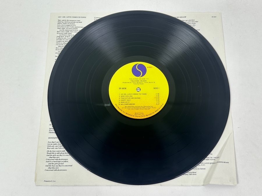 Talking Heads - 77, Sire Records Label, SR 6036 1977 Vinyl Record [Photo 3]