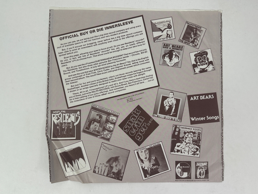 Various Artists - Subterranean Modern: A Modern Music Compilation, Ralph Records SM7908 1979 Vinyl Record [Photo 5]