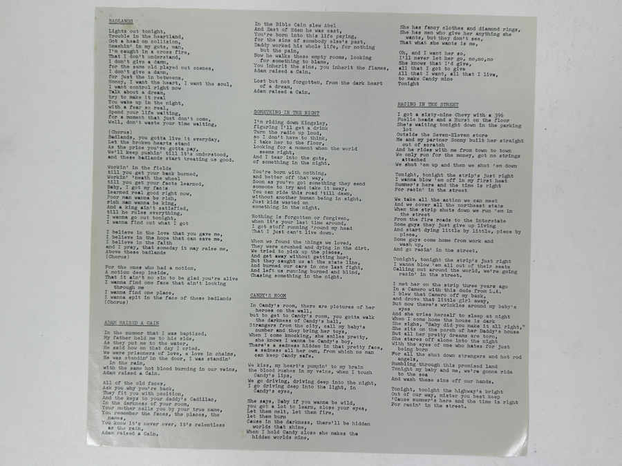 Bruce Springsteen - Darkness On The Edge Of Town Columbia Records JC 35318 1978 Vinyl Record [Photo 6]