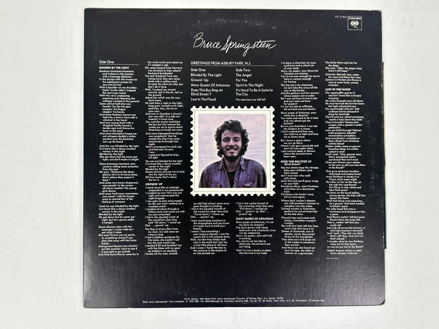 Bruce Springsteen - Greetings From Asbury Park, N.J. Columbia PC 31903 1973 Vinyl Record [Photo 4]